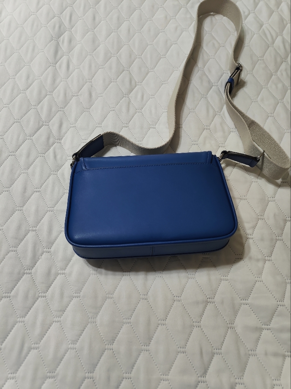Michael Kors Bradshaw Medium Leather Messenger Bag Galaxy Blue Crossbody - Picture 4 of 6
